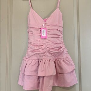 Edikted Light Pink Ruched Mini Dress